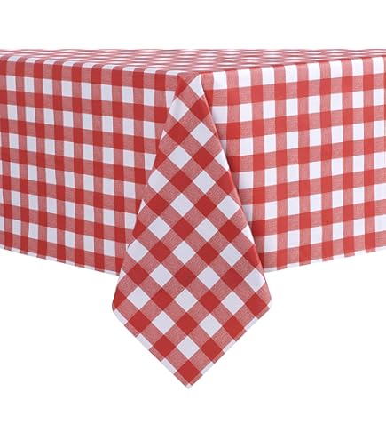 Mantel De Tela Teñida De Hilo A Cuadros Rectangular, Navidad Clásico De Mantel