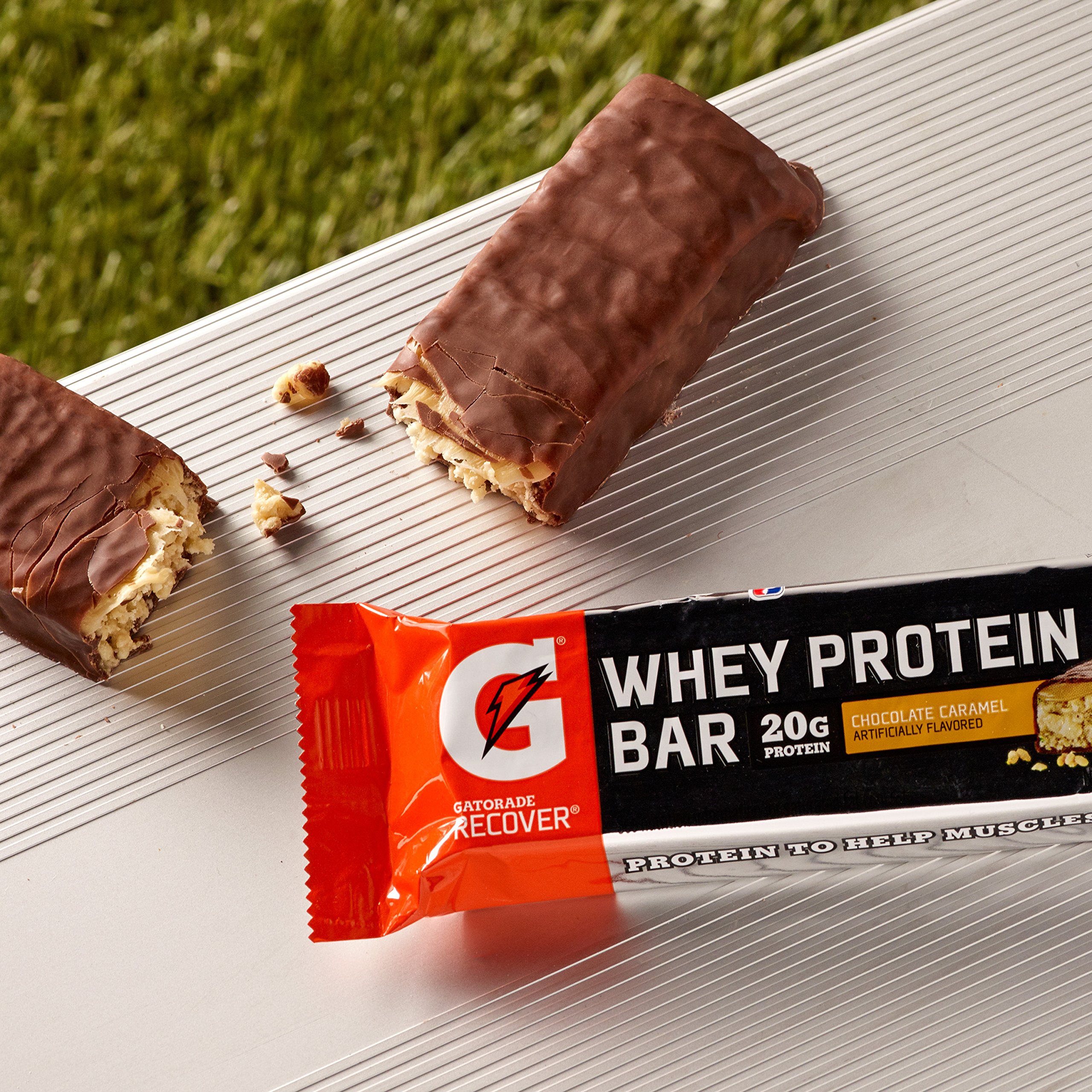 Gatorade Whey Protein Bars, Chocolate Caramel, 2.8 Oz Bars (Pack Of 12, 20g Of Protein Per Bar