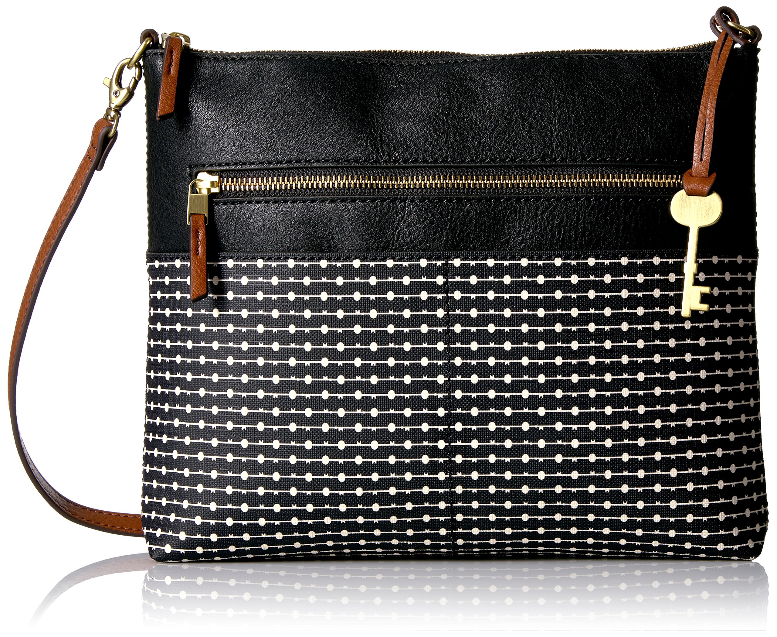 Galleon Fossil Fiona Large Crossbody, Black Stripe, One Size