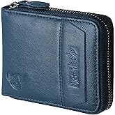 Admetus Men's Genuine Leather Short Zip-around Bifold Wallet