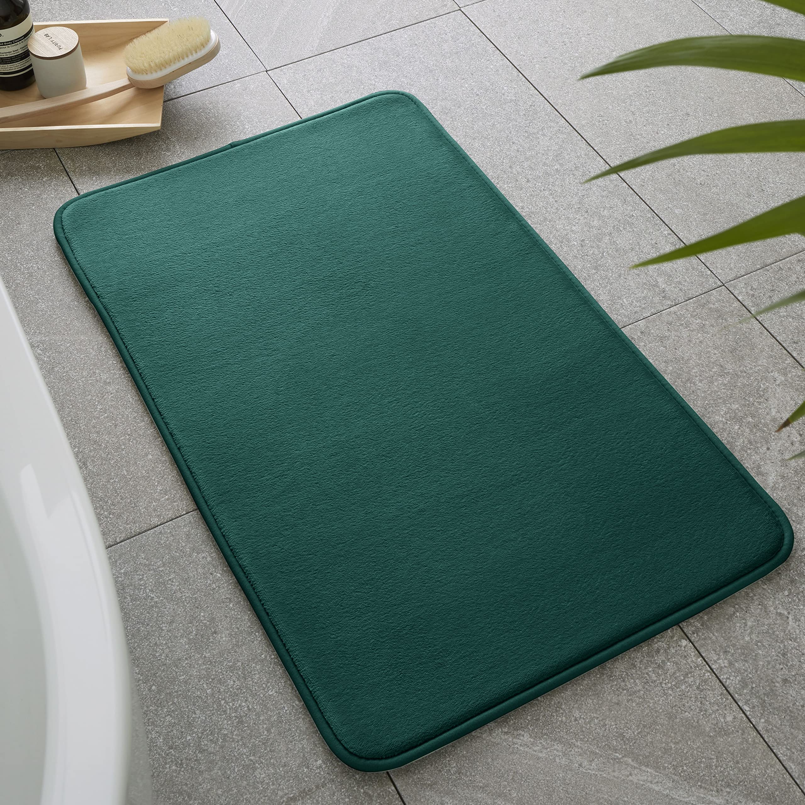Catherine Lansfield Bathroom Anti-Bacterial Memory Foam Bathmat Bath Mat Forest Green, Mats, One Size