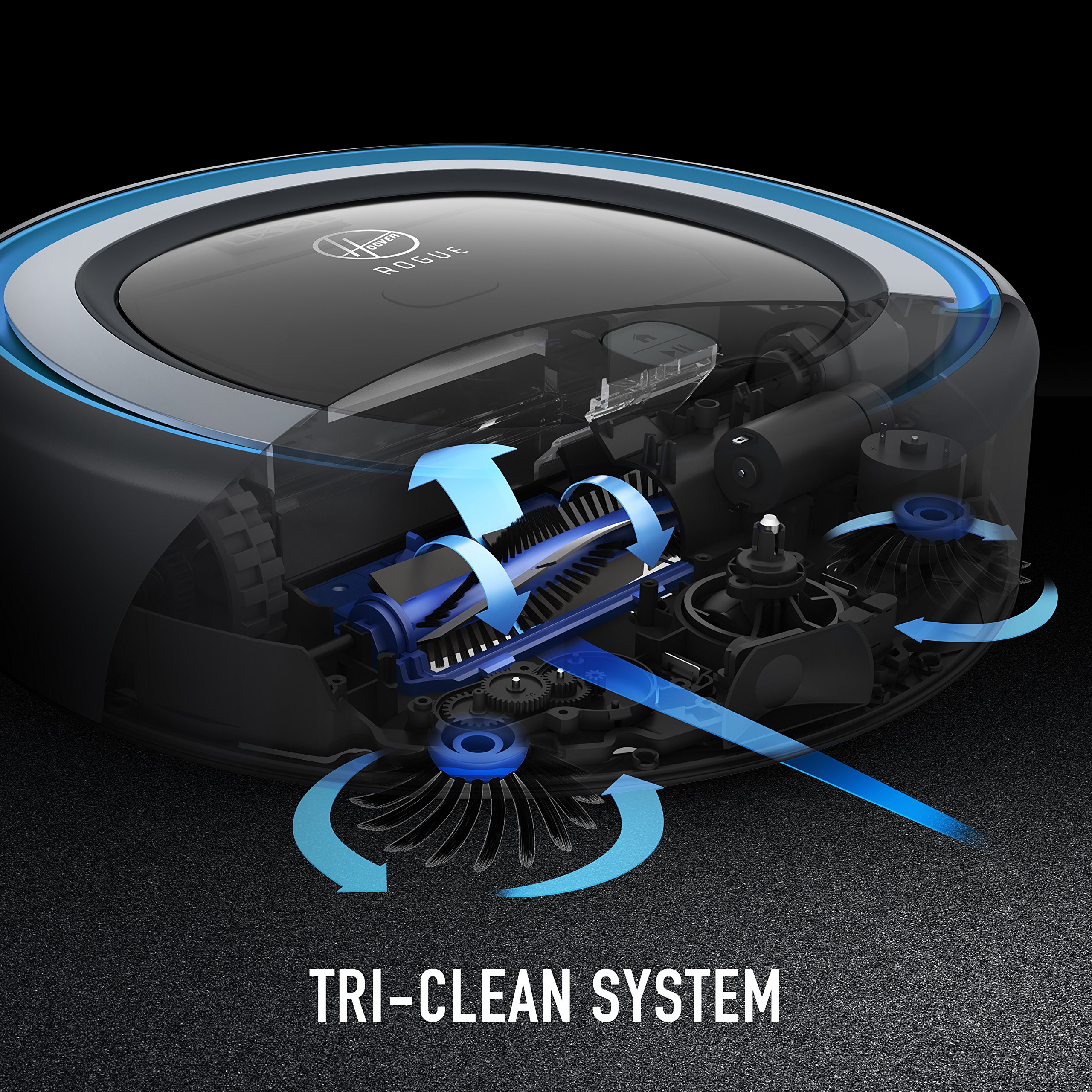 Hoover Rogue 970 WiFi Connected Robotic Vacuum, Black, Blue