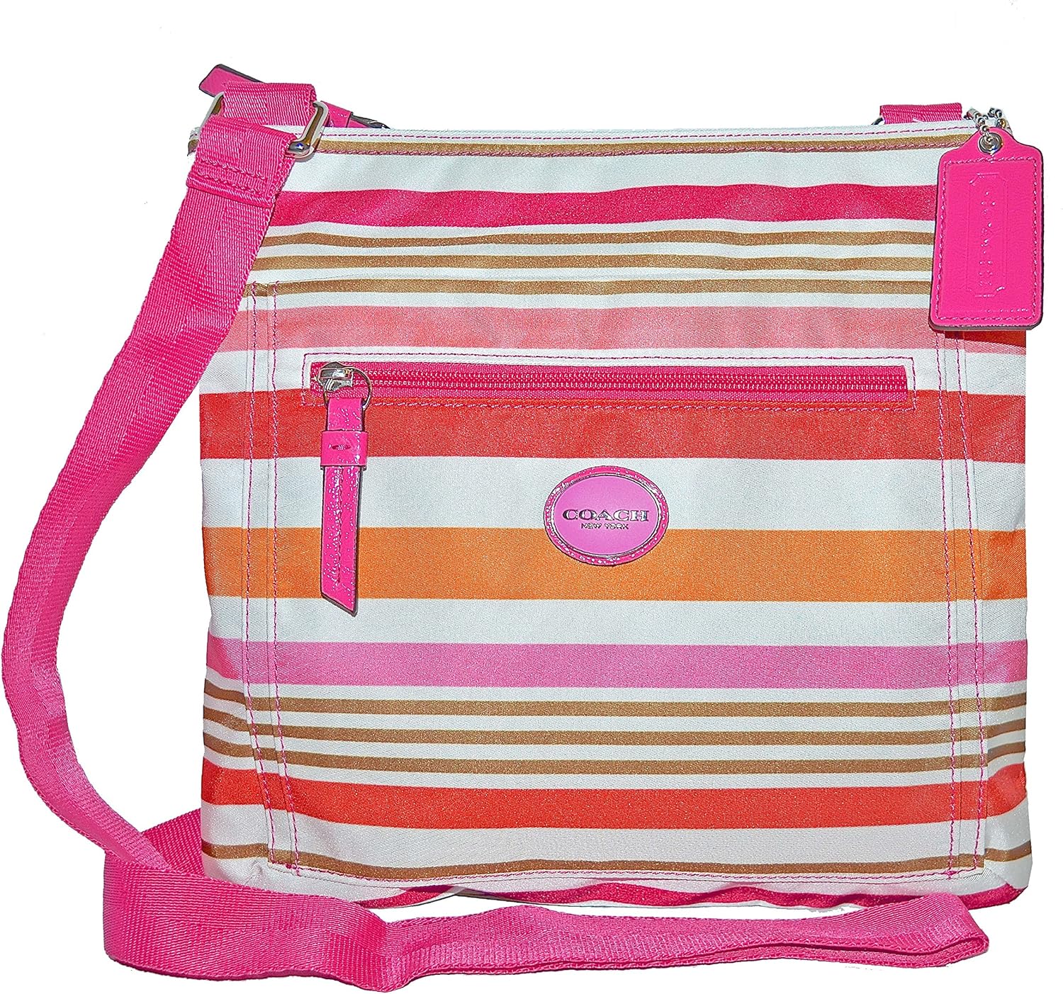 Coach Getaway Signature Nylon File Crossbody Bag 31962 Pink Multi