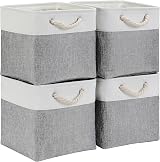 Mangata 30x30x30 cm Cube Storage Boxes 4 Pack Grey White Fabric