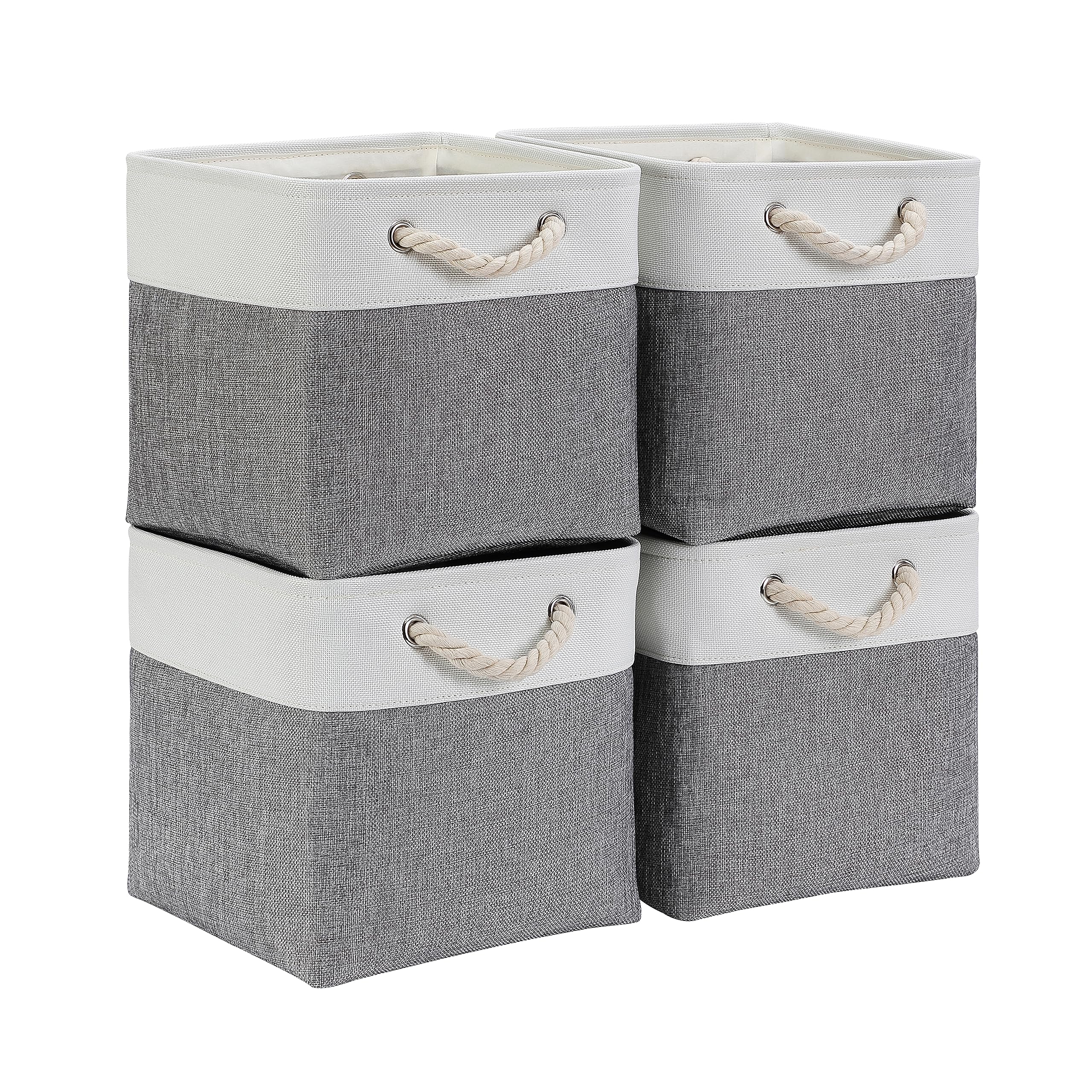 Mangata Cube Storage Boxes 28x28x28cm Fabric Collapsible Grey White 4 Pack