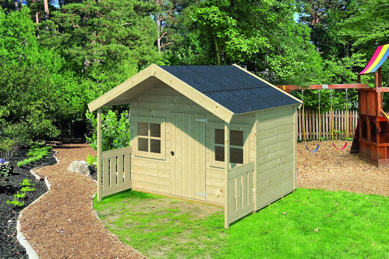 Casitas de madera para niños ALADDIN de 179x119 + 60 cms de porche ...