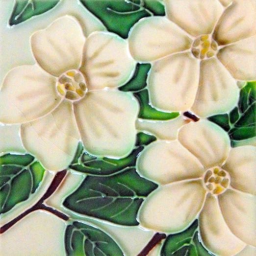 Dogwood Decorative Ceramic Flower Wall Art Tile 4x4 Home