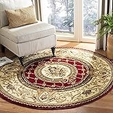 SAFAVIEH Lyndhurst Collection Area Rug - 8' Round, Red & Ivory, Traditional European Design, Non-Shedding & Easy Care, Ideal 
