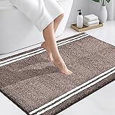 PURRUGS Bathroom Rug Non-Slip Machine Washable 30" x 46", Super Absorbent and Quick Dry Shaggy Microfiber Bath Mat, Extra Soft and Plush Bath Rug for Bathtub, Shower, and Sink, Brown