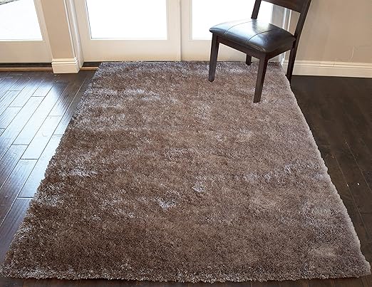 Amazon Com 5x7 Feet Solid Plush Shag Shaggy Beige Tan Two Tone Color Fuzzy Furry Area Rug Carpet Rug Modern Contemporary Decorative Designer Indoor Office Bedroom Living Room Hand Woven Non Slip Backing