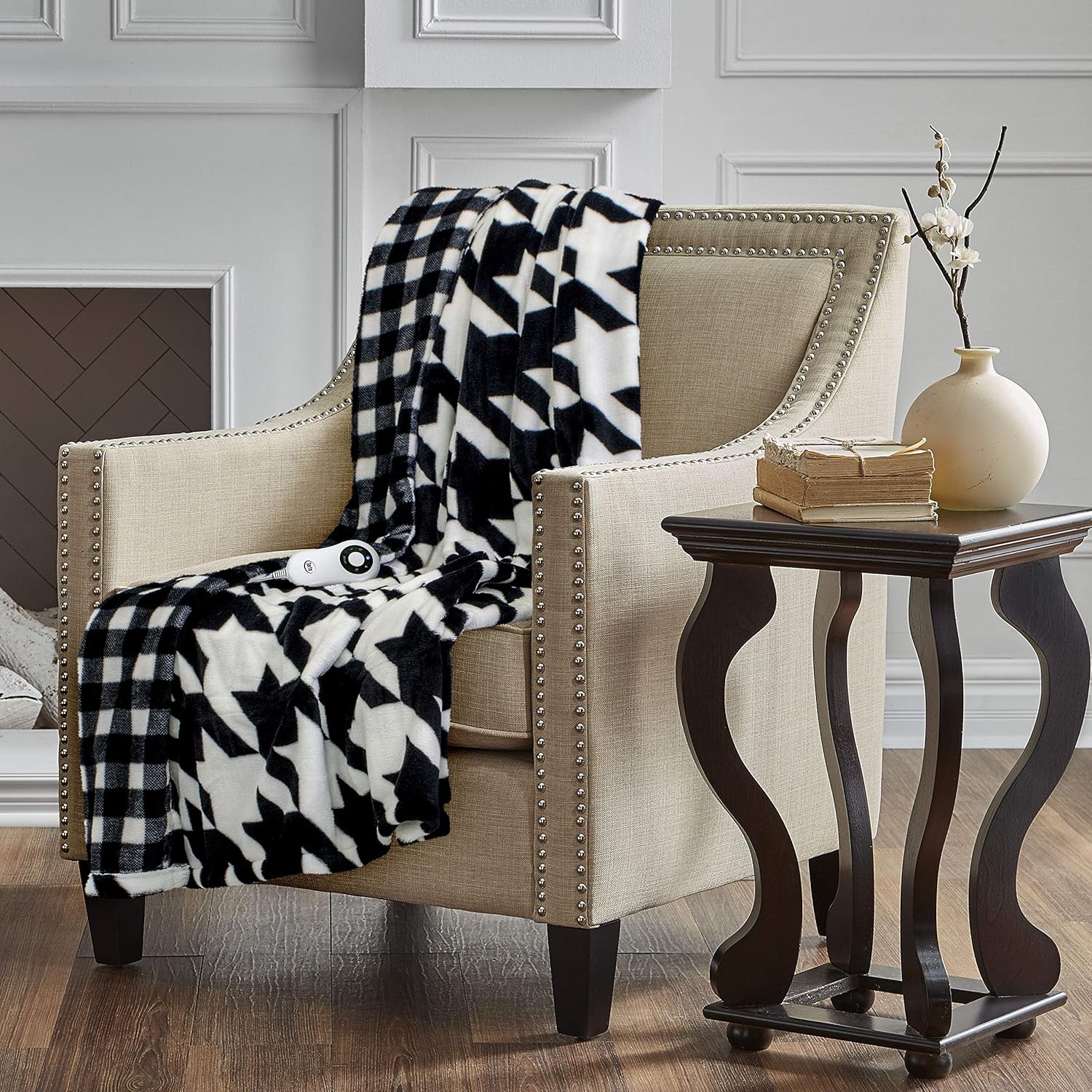 Serta Heated Electric Silky Plush Printed throw with 5 setting controller Buffalo Check/Red Model 0917: Home & Kitchen