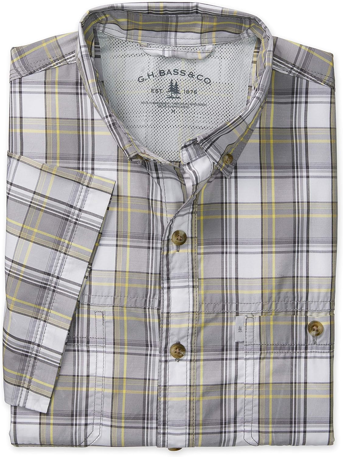 G H Bass Co Mens Big And Tall Explorer Short Sleeve Fishing Shirt Plaid Button Pocket Shops Clothing Shoes Jewelry Rbafamilylaw Com