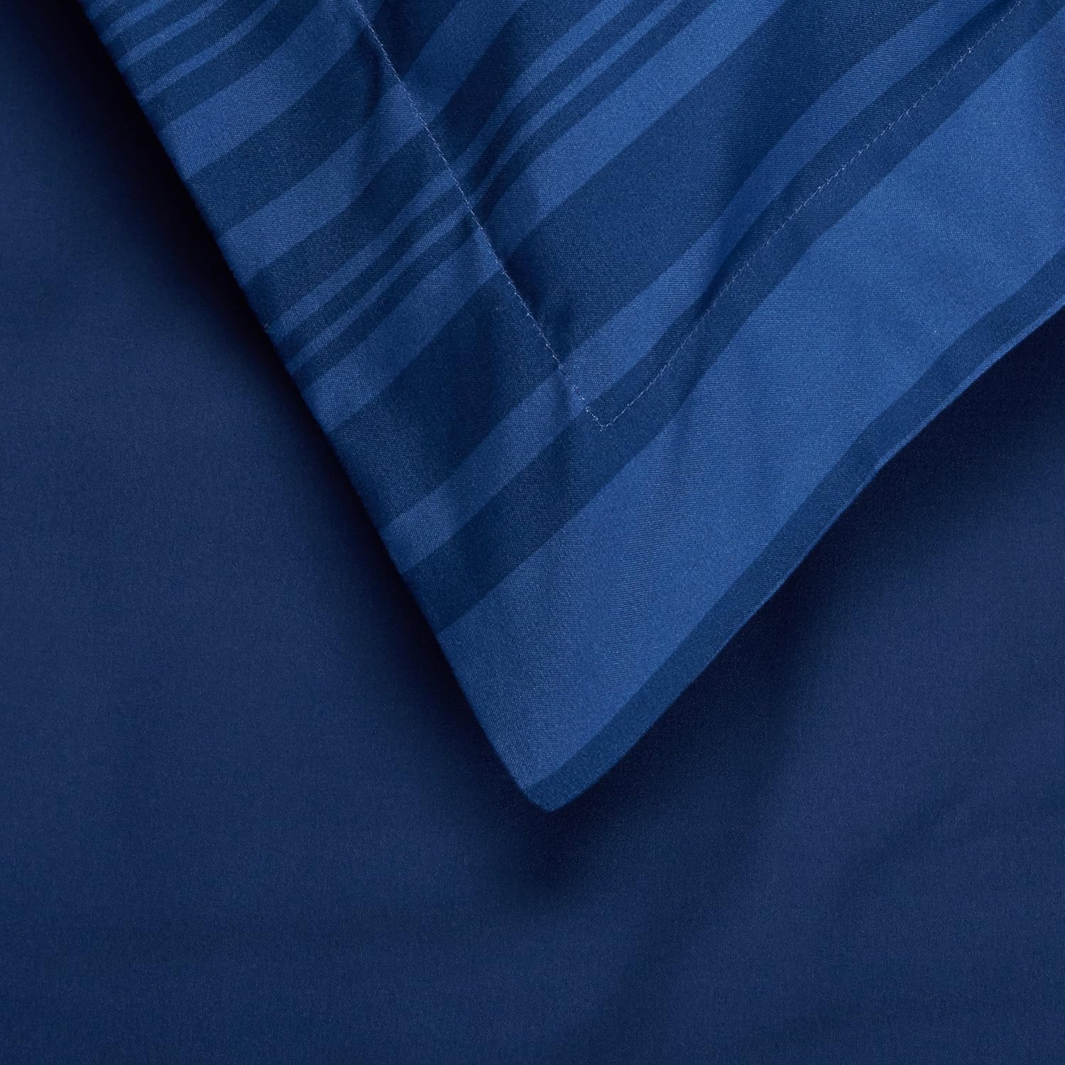 Basics 7-Piece Light-Weight Microfiber Bed-In-A-Bag Comforter Bedding Set - Full or Queen, Royal Blue Calvin Stripe: Home & Kitchen