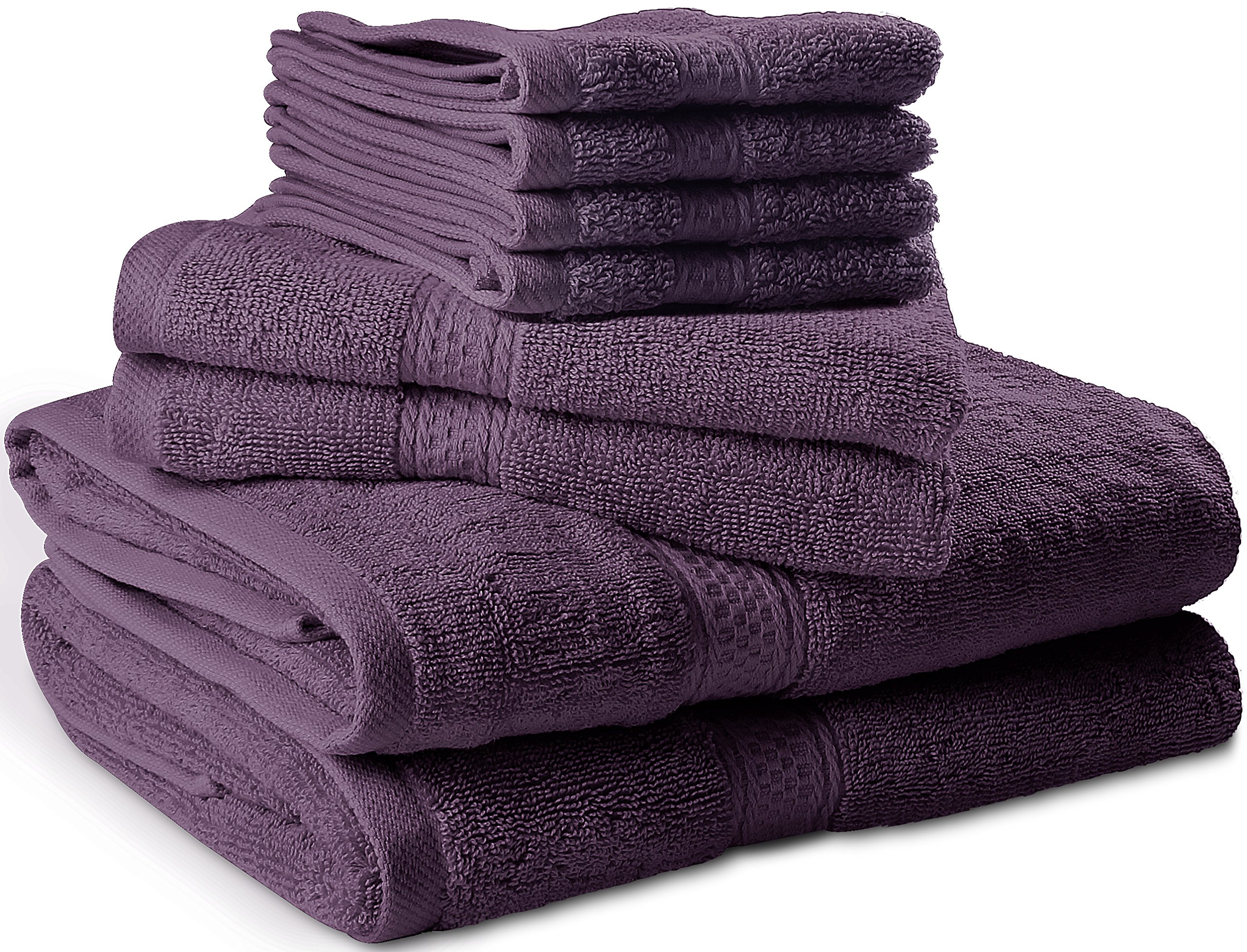 Utopia Towels Premium 8 Piece Towel Set (Plum) 2 Bath Towels, 2 Hand