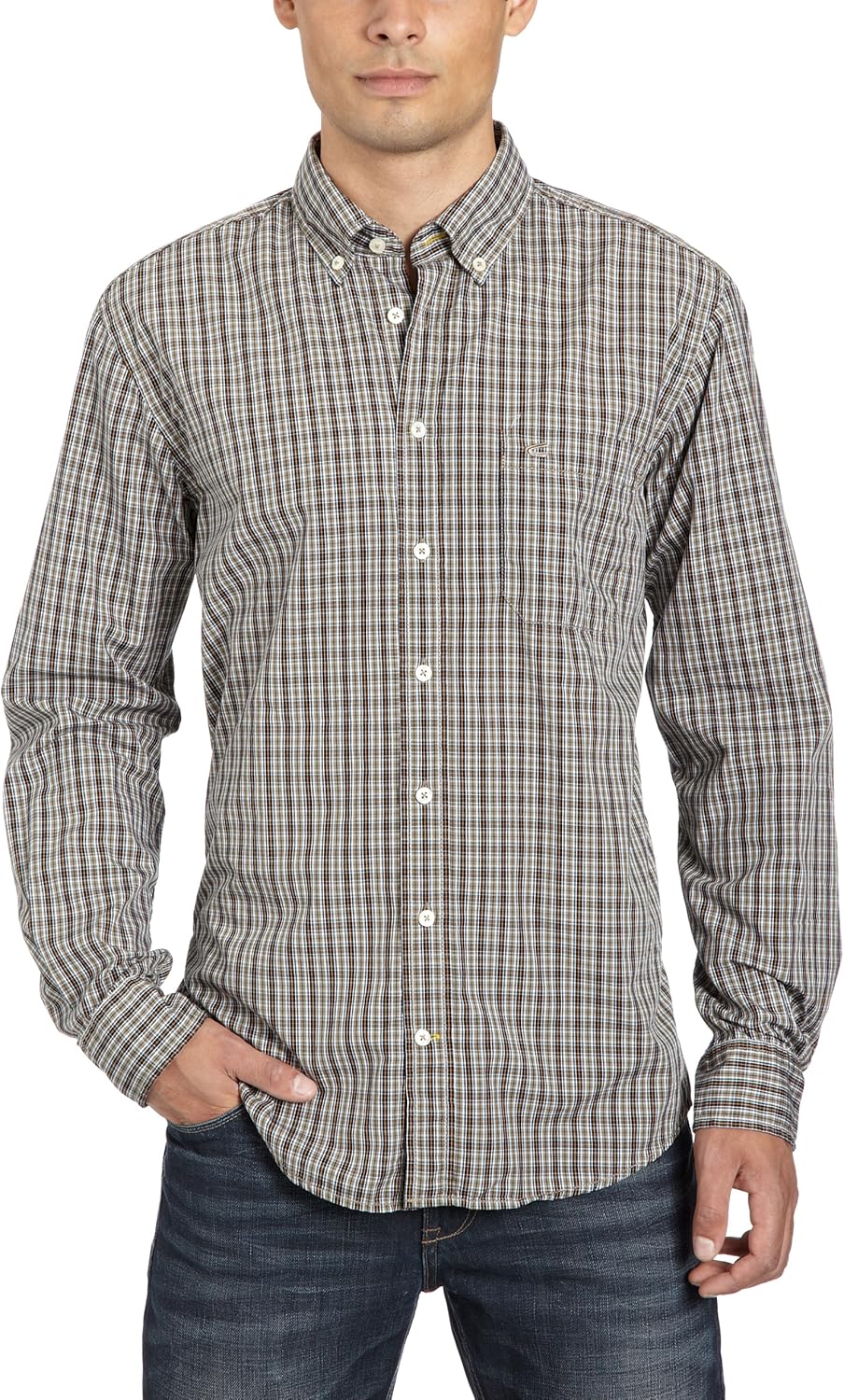 camel active Men's Casual Shirt Regular Fit, Checked 115190 Green 0