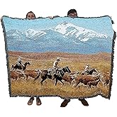 Pure Country Weavers Homeward Bound Blanket by Reginald Jones - Gift for Horse Lovers - Western Throw Woven from Cotton - Made in The USA (72x54)