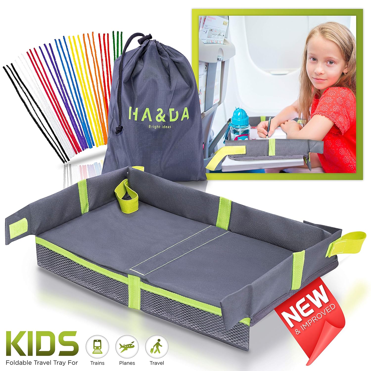 Best kids lap desk tray, portable activity table, green