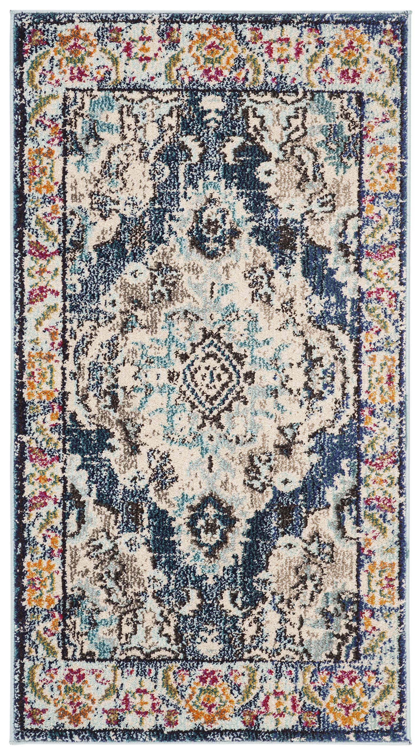 Safavieh Monaco Collection Boho Rug for Living Room, Dining Room, Bedroom Short Pile, Purple and Light Blue, 24 x 36 Inches