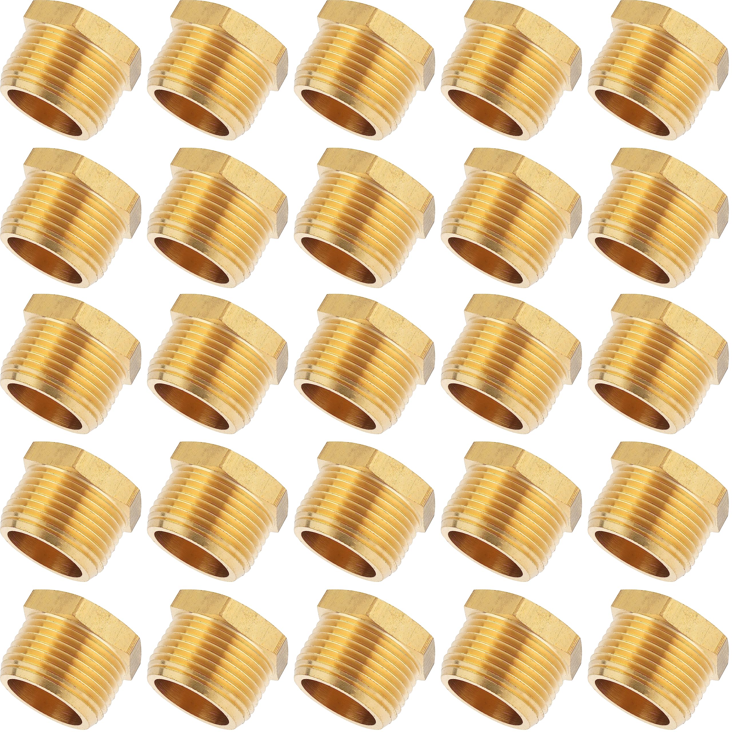 LTWFITTING Brass Pipe Hex Head Plug Fittings 3/4-Inch Male BSPT Air Fuel Water Boat (Pack of 25)