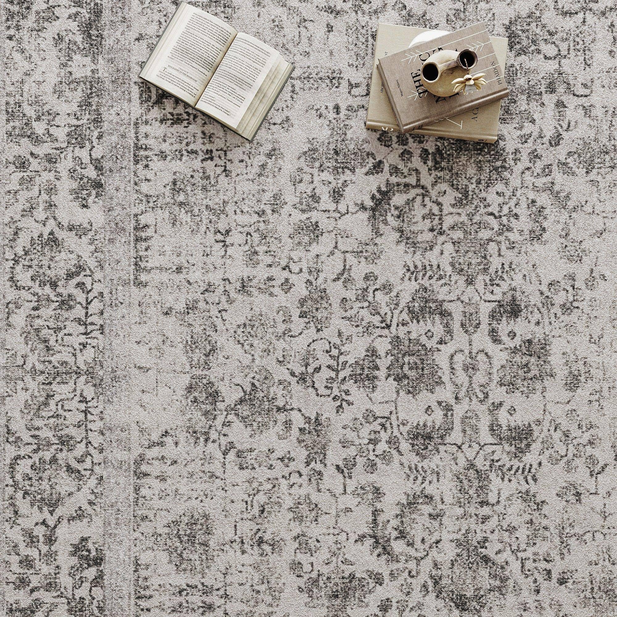 PureCozy Black Area Rug 5x7 Indoor Vintage Living