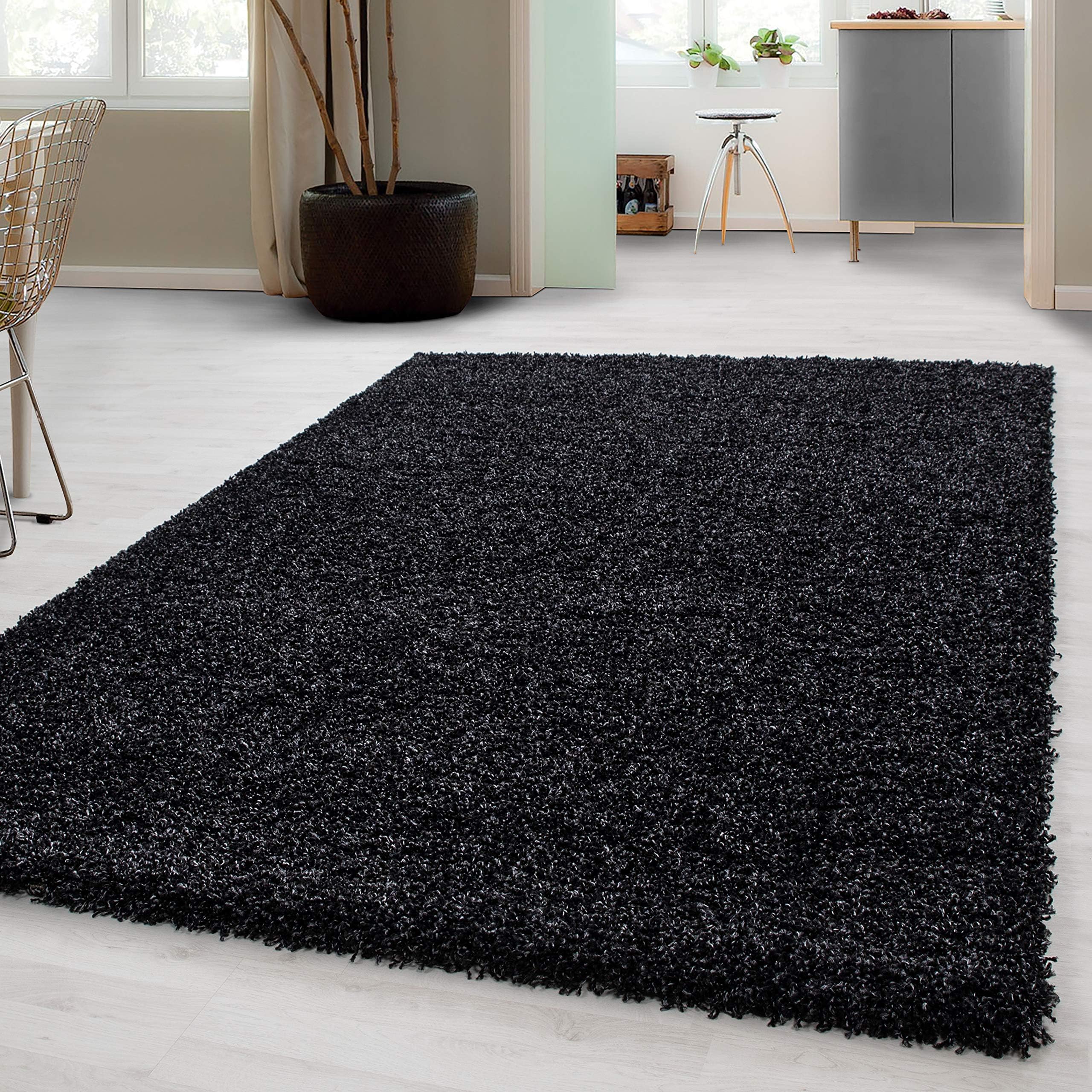 SMALL - EXTRA LARGE SIZE THICK MODERN PLAIN NON SHED SOFT SHAGGY RUGS CARPETS RECTANGLE & ROUND CARPETS COLORS ANTHRACITE BEIGE BROWN CREAM GREEN GREY LIGHTGREY PURPLE RED TERRA NAVY RUGS, Size:240x340 cm, Color:Anthracite
