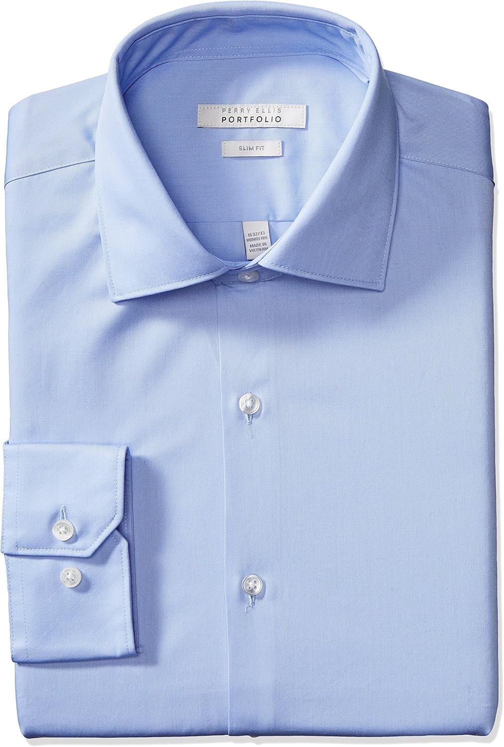 Perry Ellis Men's Slim Fit Wrinkle Free Dress Shirt at  Men’s Clothing store