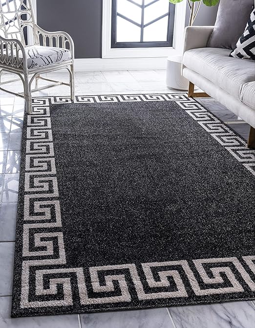 Amazon Com Unique Loom Athens Geometric Casual Area Rug 9 X 12 Feet Charcoal Beige Furniture Decor