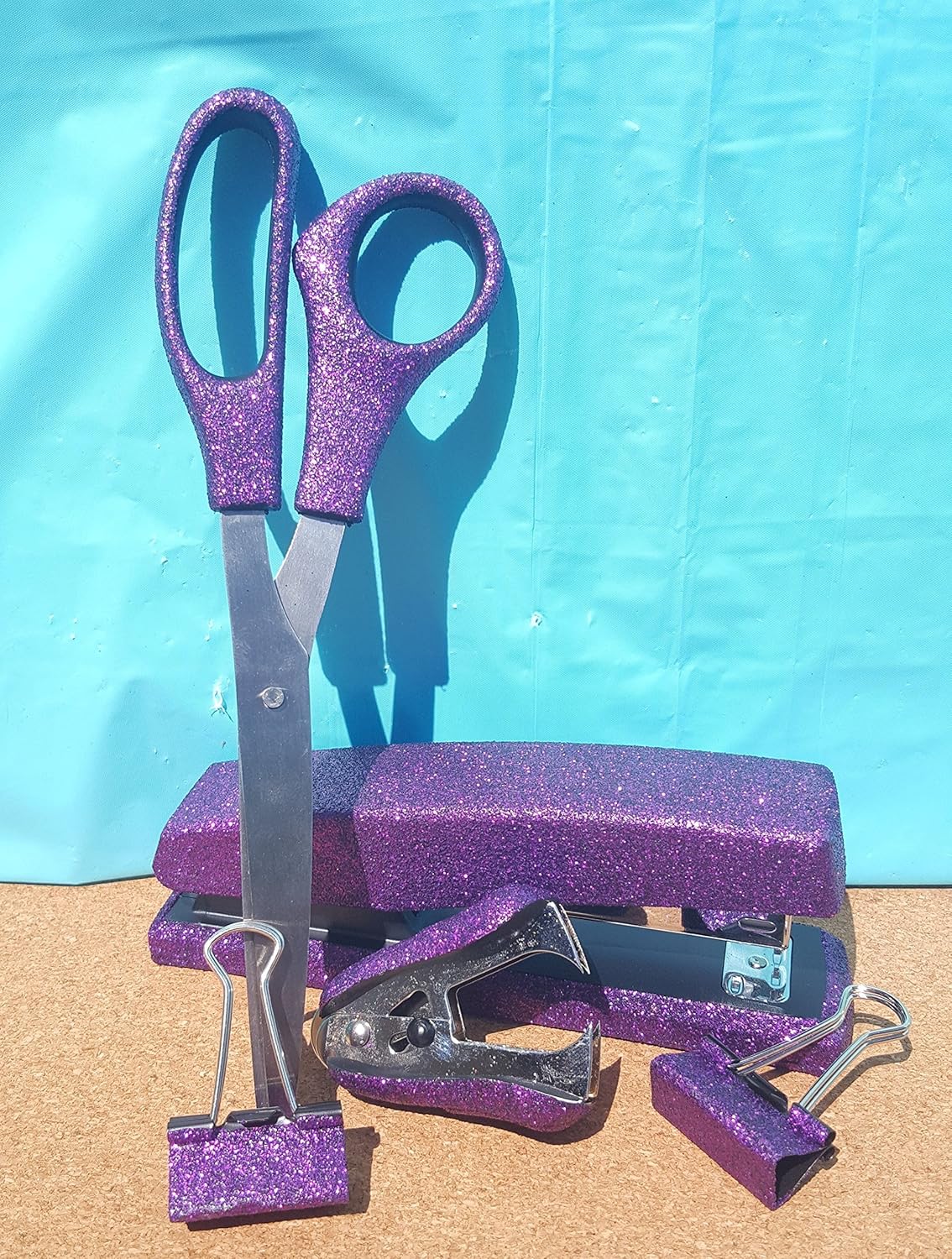 Purple Office Supplies Purple Extra Fine Glitter Desk