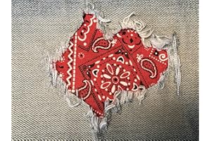 HOLEYPATCHES Bandana Fabric Peek-A-Boo Iron ON Patches by Holey Patches in Assorted Colors/Sizes (Red, 3" x 5" (Set of 2))