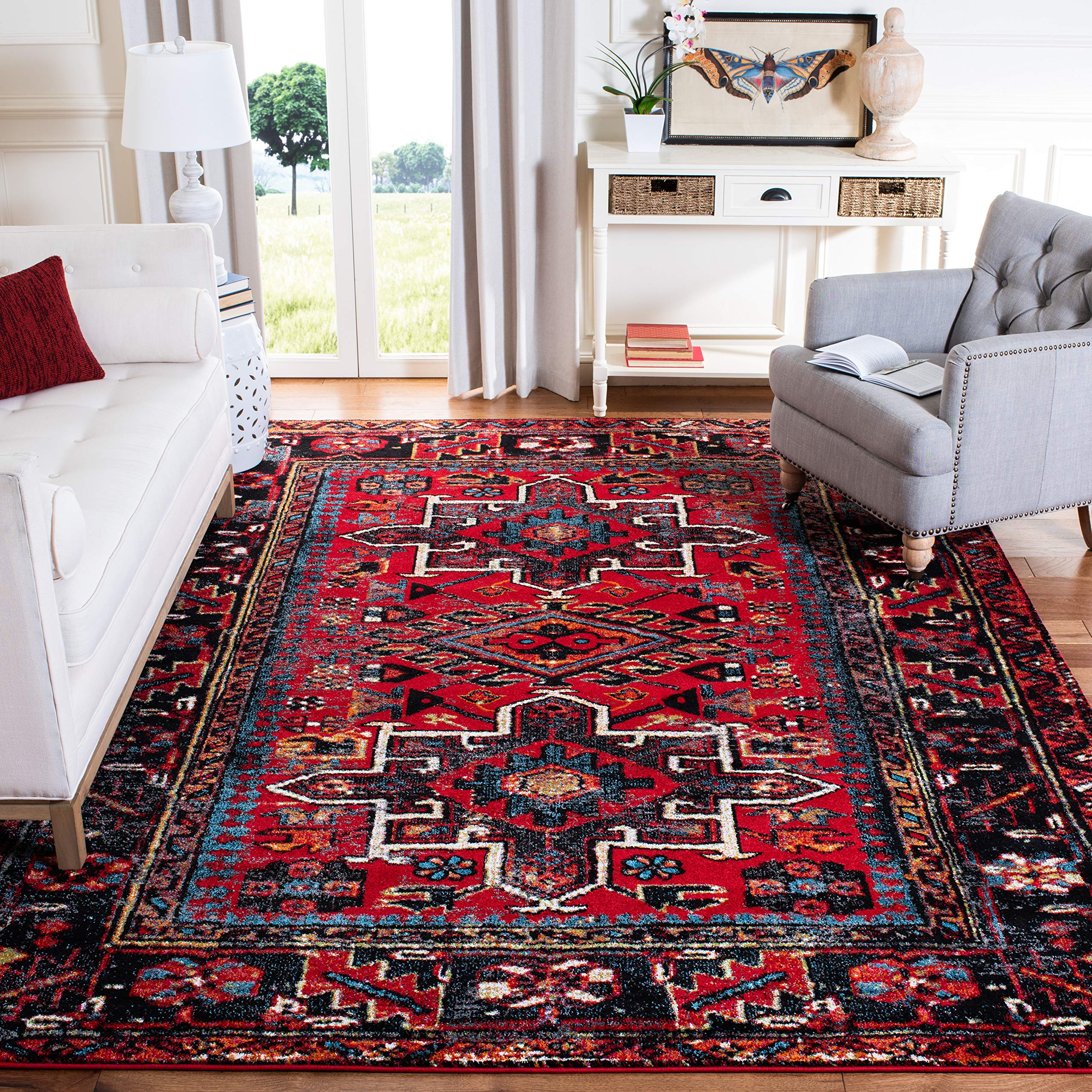 SAFAVIEH Vintage Hamadan Collection Area Rug - 12' Square, Red & Multi, Oriental Traditional Persian Design, Non-Shedding & Easy Care, Ideal for High Traffic Areas in Living Room, Bedroom (VTH211A) Image SAFAVIEH Vintage Hamadan Collection Area Rug - 12' Square, Red & Multi, Oriental Traditional Persian Design, Non-Shedding & Easy Care, Ideal for High Traffic Areas in Living Room, Bedroom (VTH211A) Image
