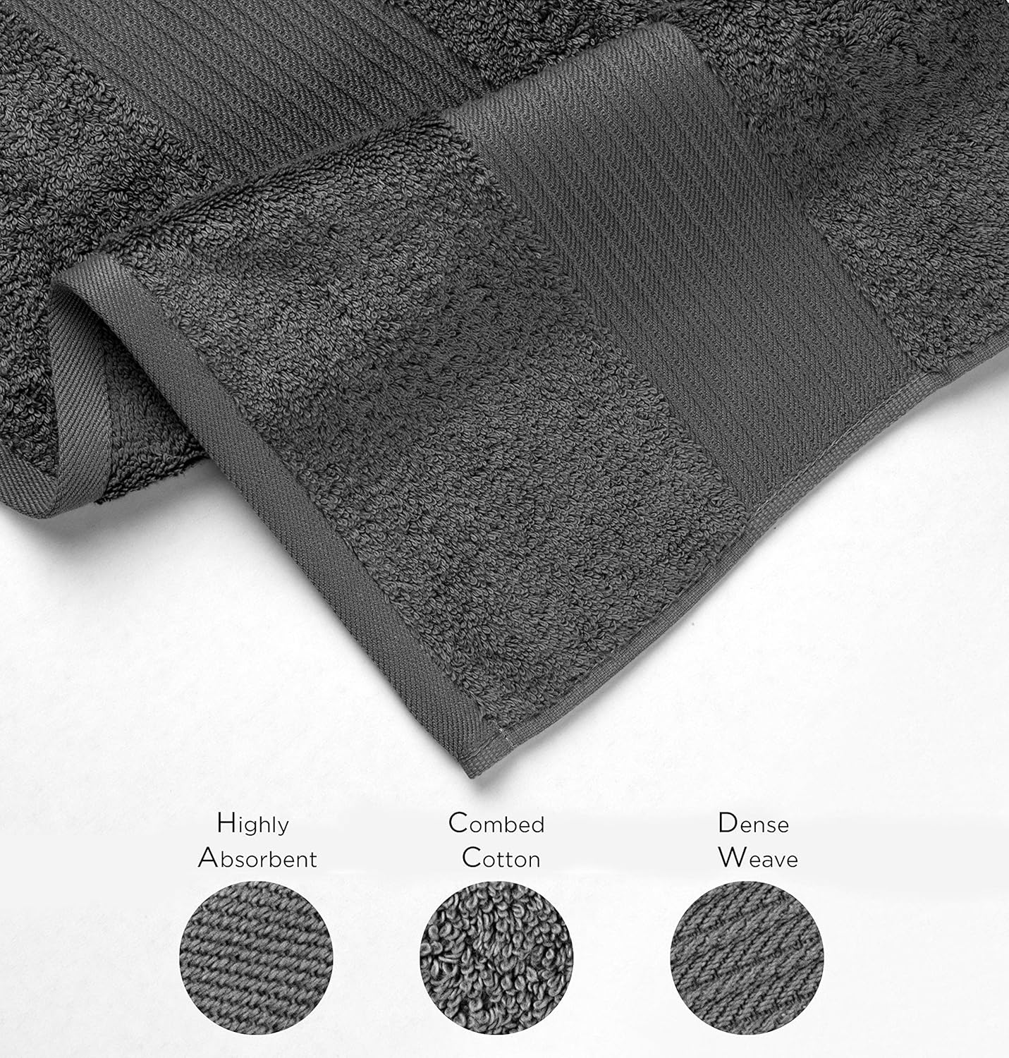 Bliss Luxury Bath Towels Set - 34" x 56" Extra Large Premium Quality Bath Sheet - 650 GSM - Soft Combed Cotton, Absorbent (Dark Grey, 4 Pack): Home & Kitchen