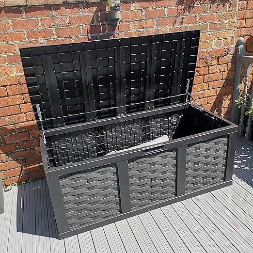 Starplast Outdoor Garten Rattan Stil Aus Kunststoff Lagerbox Zur Aufbewahrung Von Werkzeugen Kissen Und Mehr Mit Deckel Top 535l 66 811 Amazon De Garten