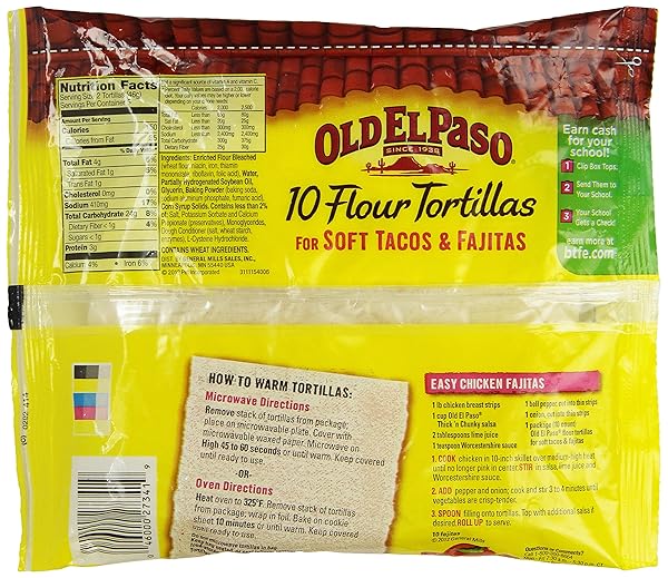 OLD EL PASO FLOUR TORTILLAS FOR SOFT TACOS AND FAJITAS, MEAL PREP, 10 CT, 8.2 OZ
