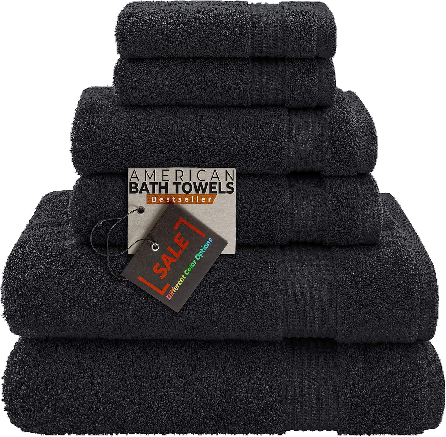 AmericanBathTowels 2 Washcloths, 2 Hand Towels, 2 Bath Towels, Soft & Absorbent 600 GSM Premium Hotel & Spa Quality 6 Piece Genuine Turkish Cotton Bathroom Towel Set, Green: Home & Kitchen