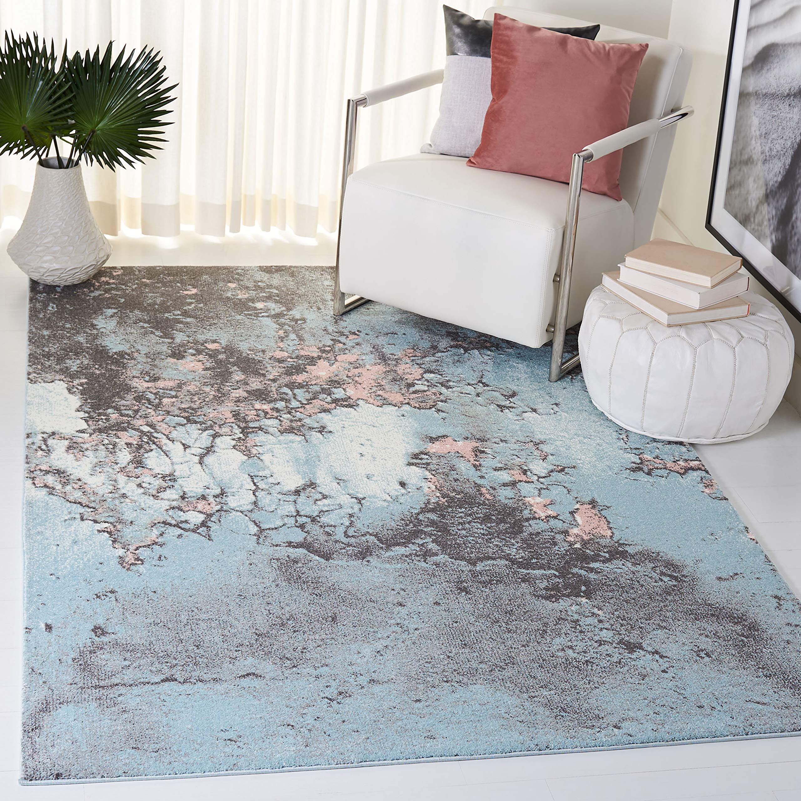 SAFAVIEH Glacier Collection Area Rug - 5'3" x 7'6", Blue & Pink, Modern Abstract Design, Non-Shedding & Easy Care, Ideal for High Traffic Areas in Living Room, Bedroom (GLA125L) Image SAFAVIEH Glacier Collection Area Rug - 5'3" x 7'6", Blue & Pink, Modern Abstract Design, Non-Shedding & Easy Care, Ideal for High Traffic Areas in Living Room, Bedroom (GLA125L) Image