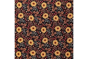 Mook Fabrics Fall Collection Fabric [45in. Wide] – 100% Cotton Material for Quilting, Home Decor Accents | Arts, Crafts & Sewing, Autumn Sunflowers Black Cut by The Yard