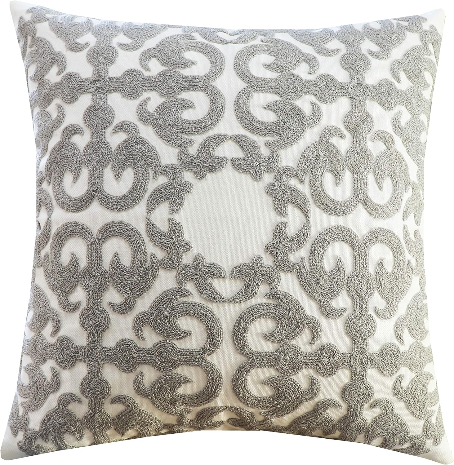 SLOW COW Cotton Embroidery Decorative Throw Pillow Cover Grey Cushion Cover 18x18 Inches, 1PC: Home & Kitchen