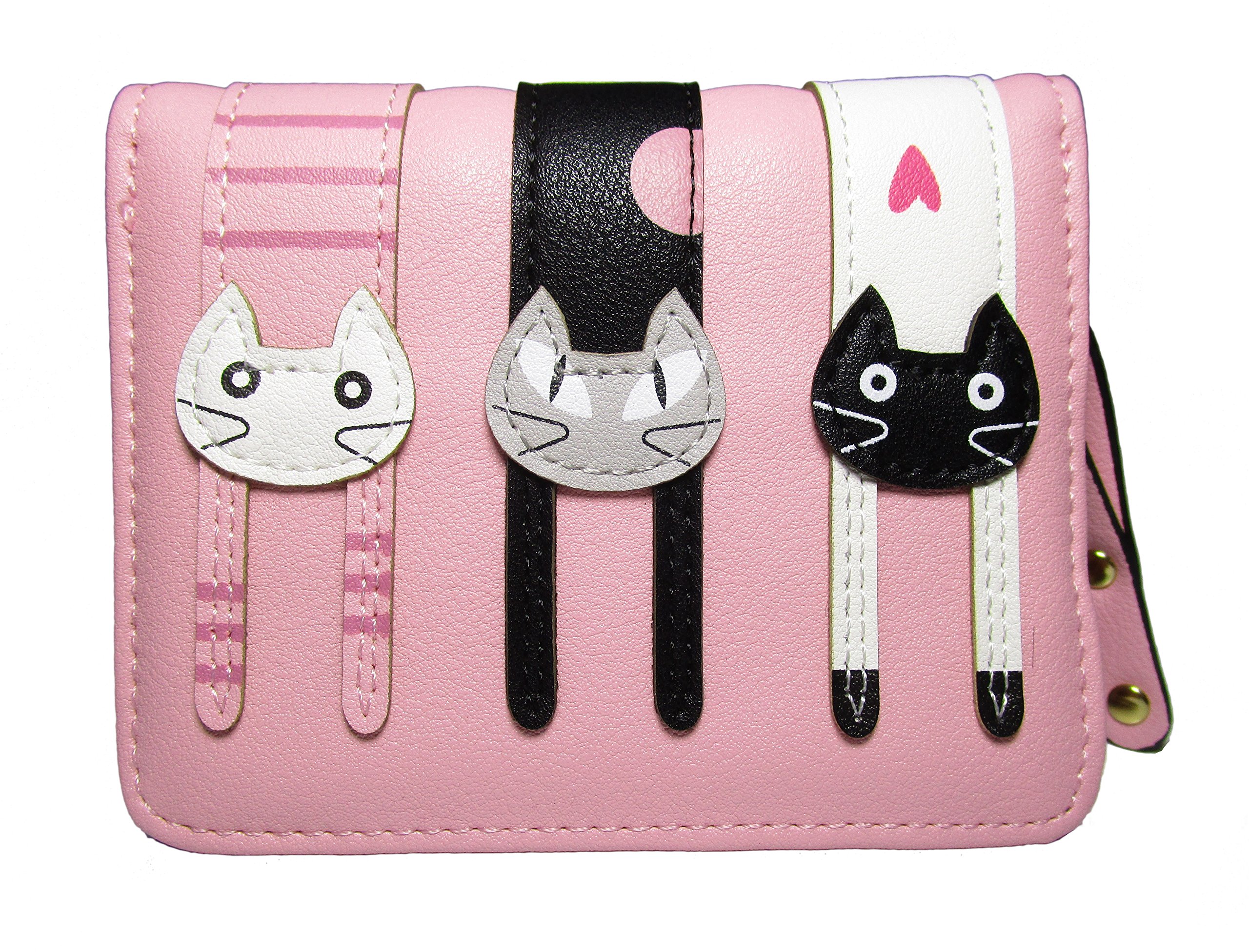 Nawoshow Women Faux Leather Cute Cartoon Animal Cat Wallet Slim Small Clutch Bag Coin Purse