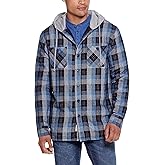 Weatherproof Vintage Mens Hooded and Non-Hooded Sherpa Lined Soft Brushed Plaid Flannel Button-Down Shirt Jacket