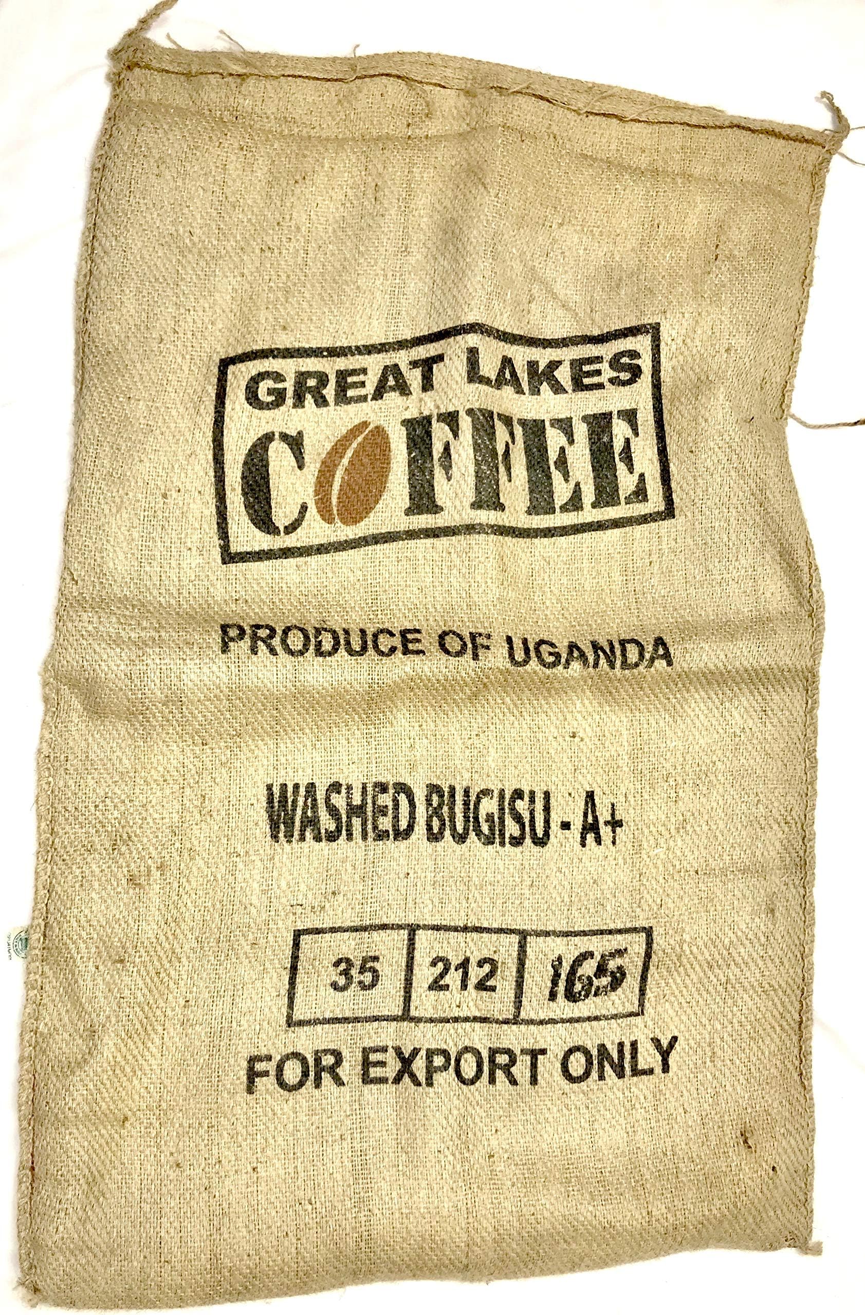 Burlap Coffee Bags Two Used Large Uganda Coffee Sacks with Artwork