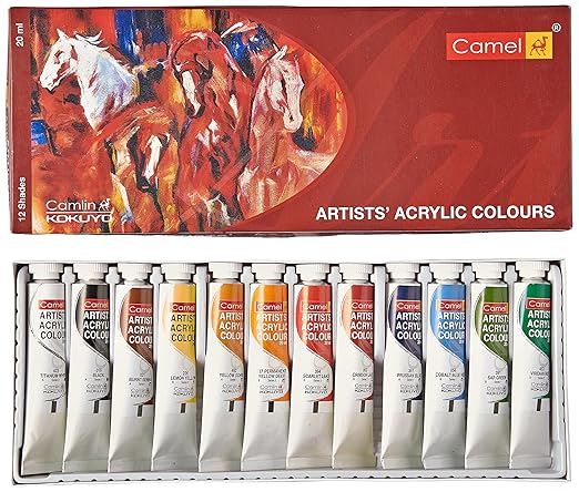 Camel Camlin Acrylic Color Box - 20ml Tubes, 12 Shades