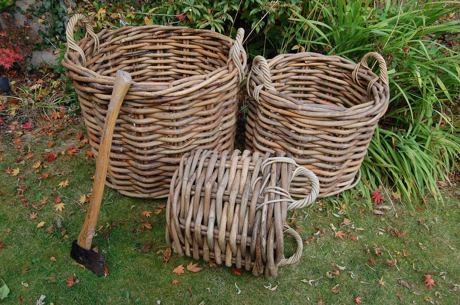 Chunky Rugged Rattan Round Wicker Log Basket: Amazon.co.uk: Kitchen & Home