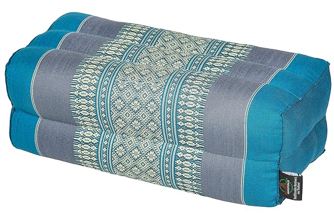 Thaikissen Meditationskissen Nackenkissen 35x15x10 blau Kissen mit Füllung aus Kapok Yogakissen