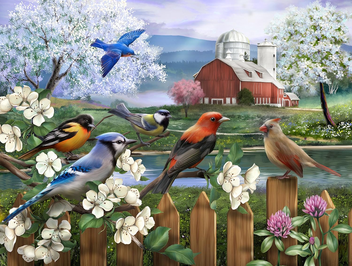 The Jigsaw Puzzle Factory Songbirds Sunflower, Spring and
