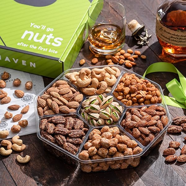 FATHERS DAY NUTS GIFT BASKET – ASSORTMENT OF SWEET & ROASTED SALTED GOURMET NUTS – ASSORTED FOOD GIFT BOX FOR HUSBAND, DAD, HIM, FATHERS DAY, FAMILY, SYMPATHY, MEN & WOMEN.