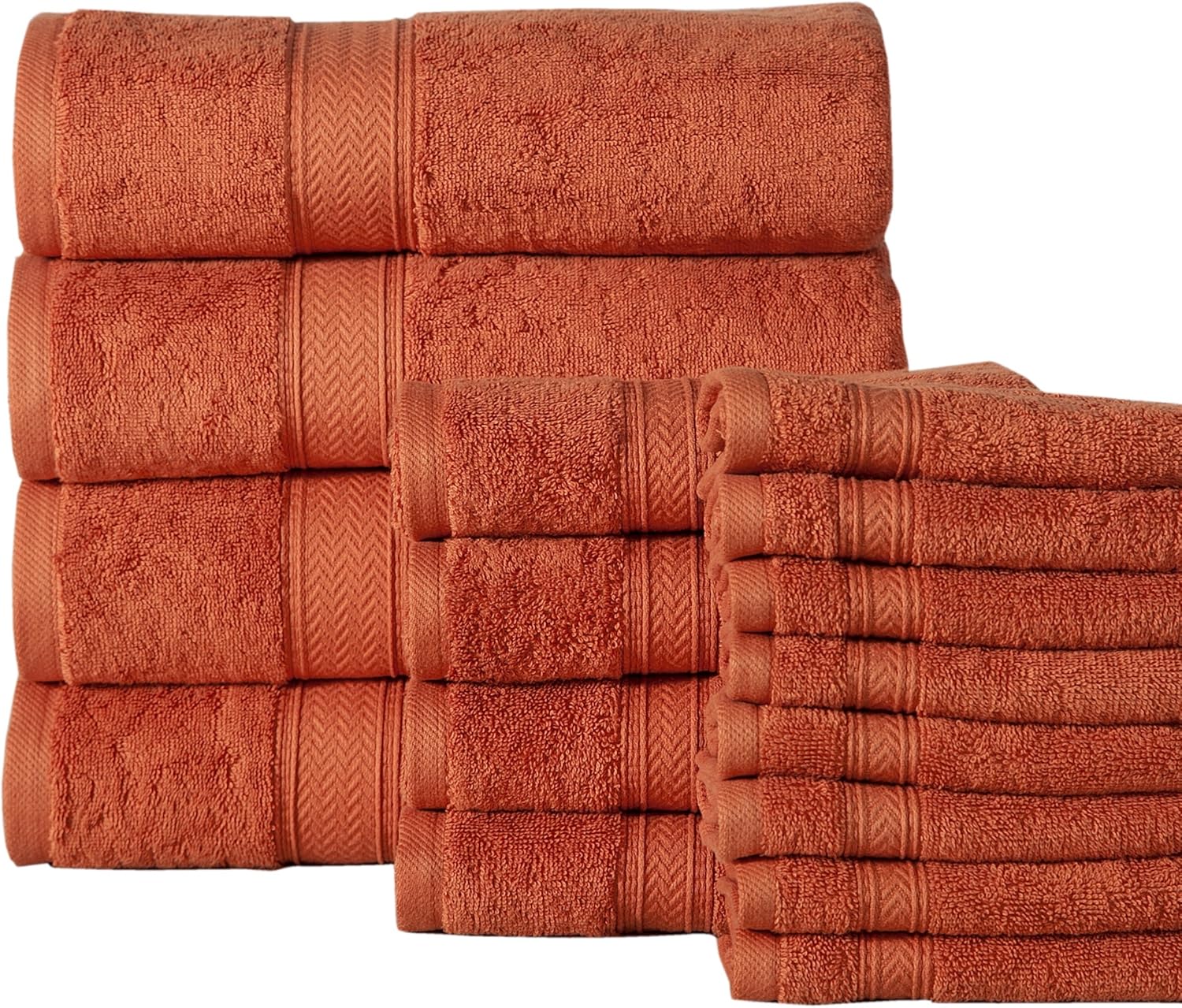 Bath Towel Set 16 Piece 4 Bath Towels, 6 Hand Towels and 8 Washcloths