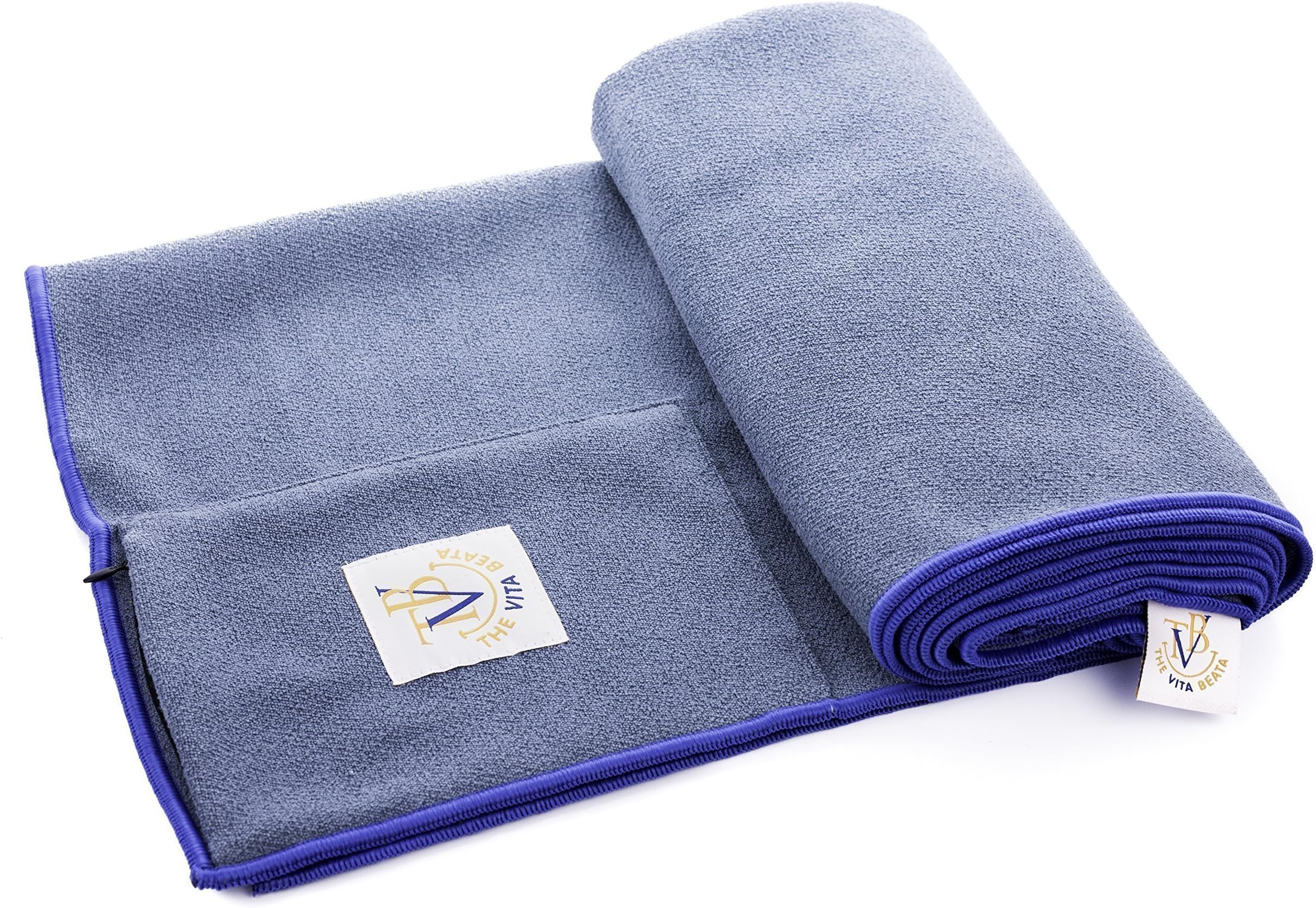 The Vita Beata 24-Inch-by-72-Inch Microfiber Yoga Mat Towel with Zipper Pocket and Box