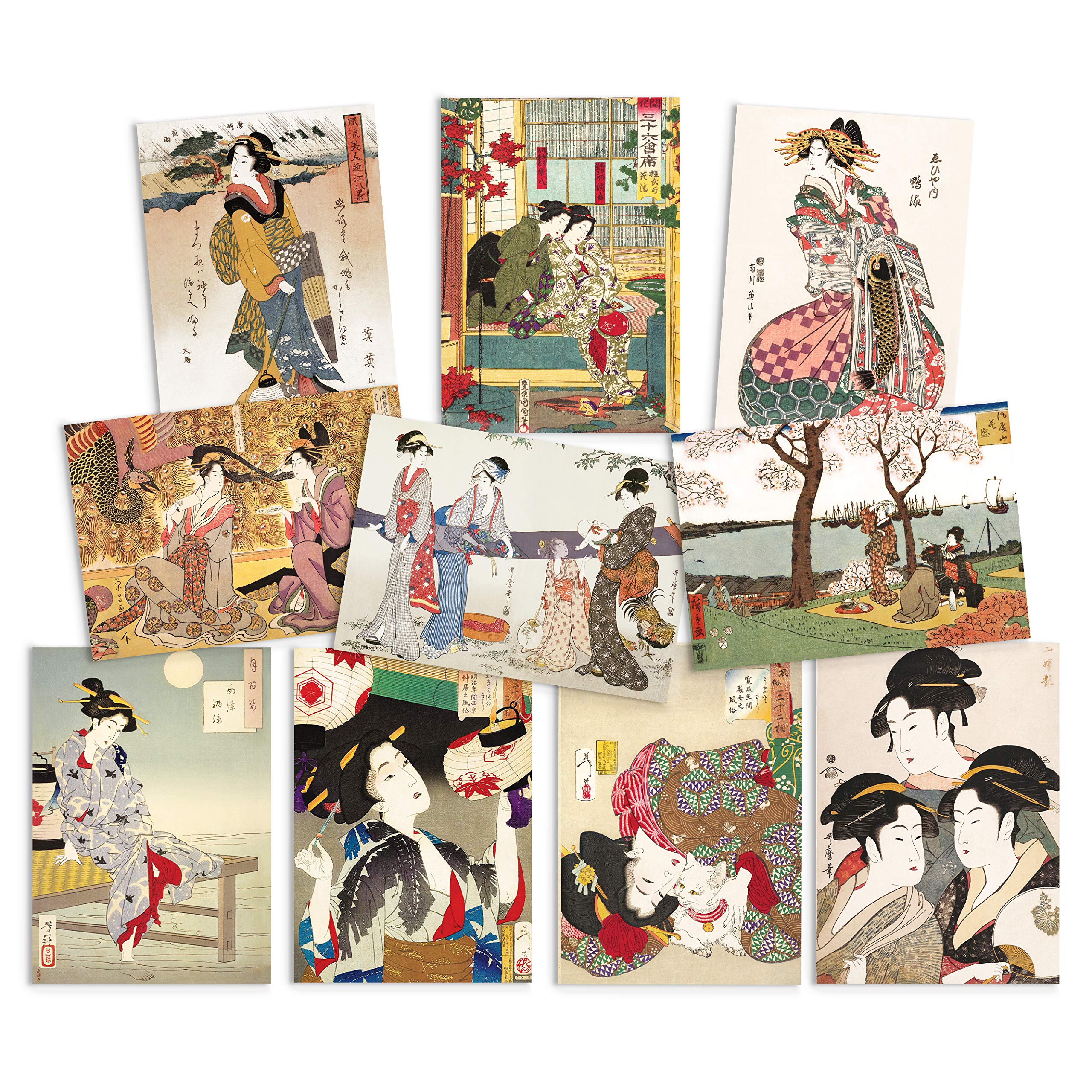 Japanese Ukiyo-e Art Postcards Set of 10 - Postcard Pack Woodblock Maiko Print Cards