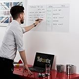 Ideofit Dry Erase Whiteboard Sticker 17.7''x78.7'' Peel and Stick Paper Roll Sheet, Board Wall Decal for Office, School, Home + Dual Tip Marker + Cleaning Cloth + Instructions Flyer