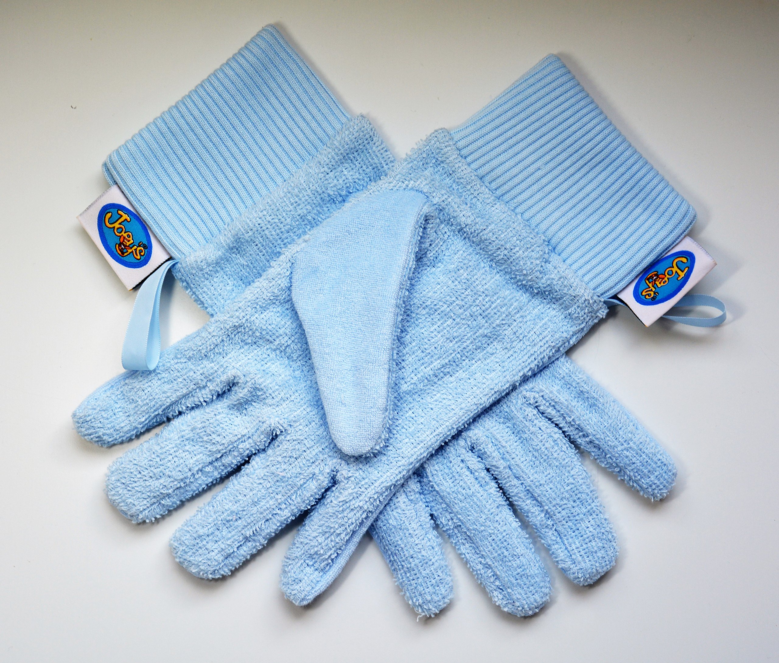 Flannel Fingers Bath Gloves (Large, Blue) Award Winning โ image 1
